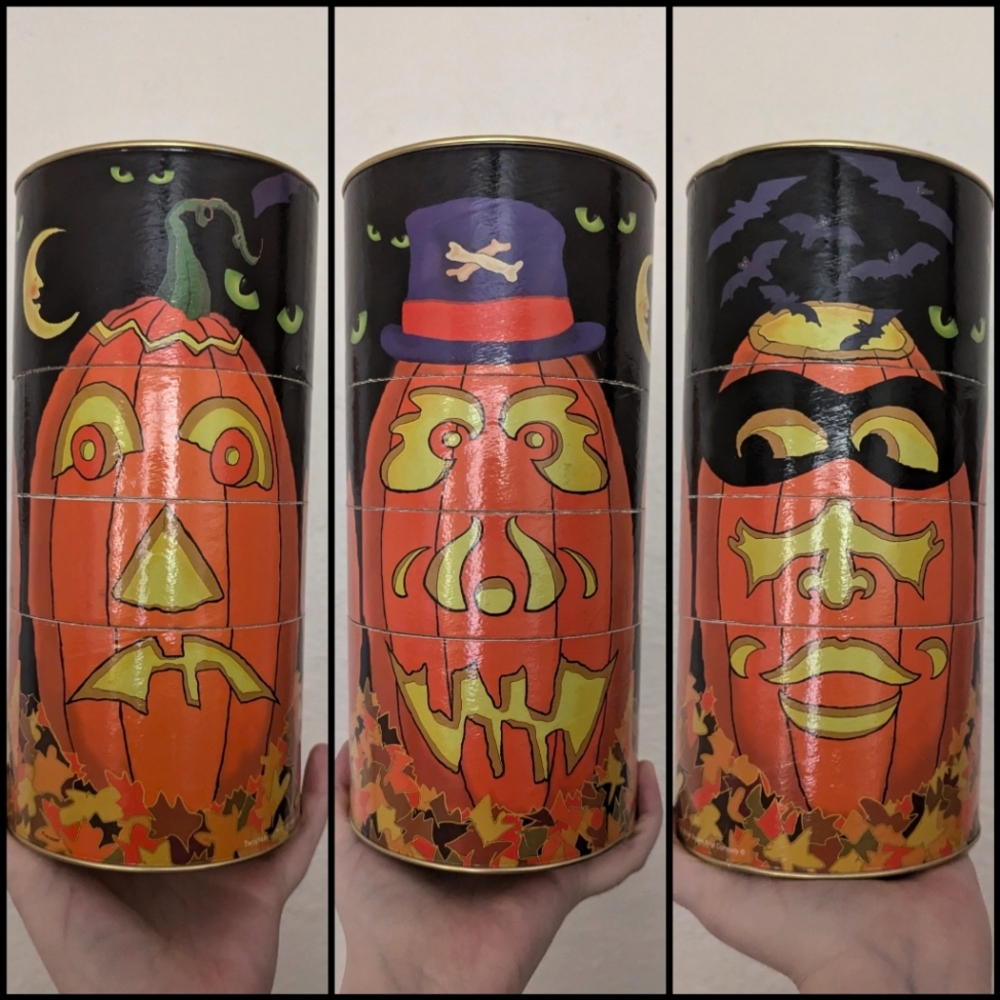 Vintage Halloween Jack-o'-lantern Decorative Tin